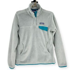 Patagonia EUC Women's Re-Tool Snap-T Pullover Silver and Turquoise size M‎